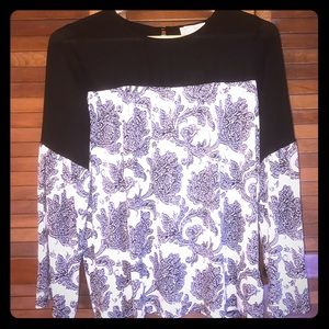 Michael Kors black and white foral print blouse